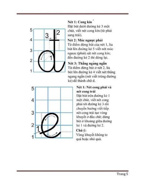Cách viết chữ đ và chữ e