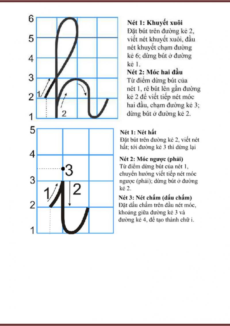 Cách viết chữ h và chữ i