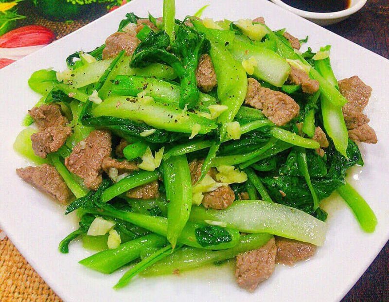 Cải ngồng xào thịt bò