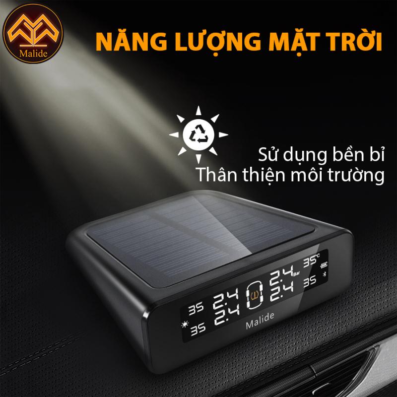 Cảm biến áp suất lốp van ngoài Malide + màn LCD màu hiển thị thông số, pin mặt trời - Bản nâng cấp - MLD38