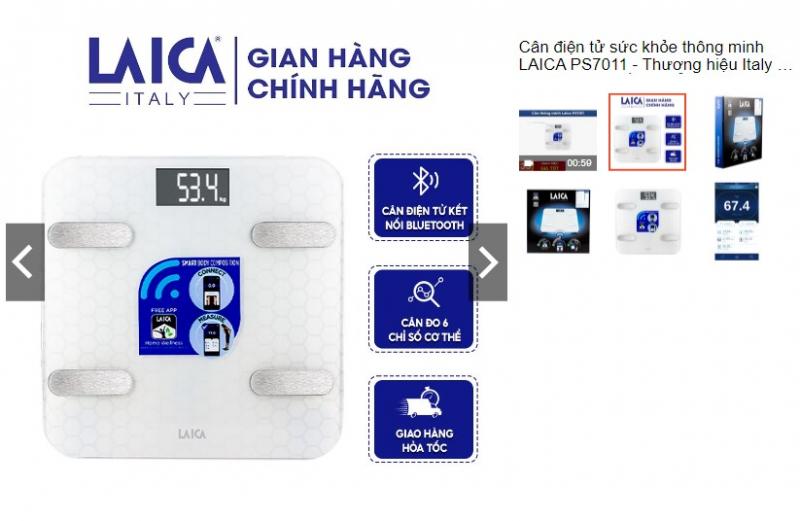 Cân điện tử sức khỏe thông minh LAICA PS7011