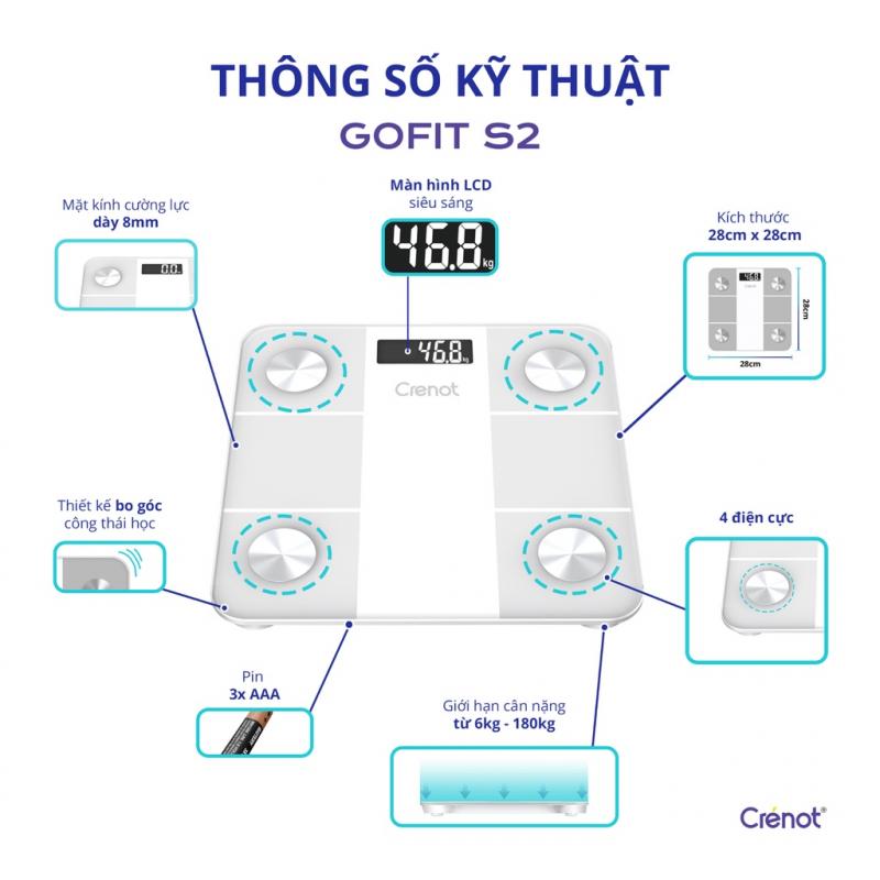 Cân sức khỏe điện tử thông minh Crenot Gofit S2