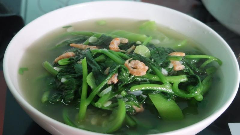 Canh mồng tơi nấu tôm khô