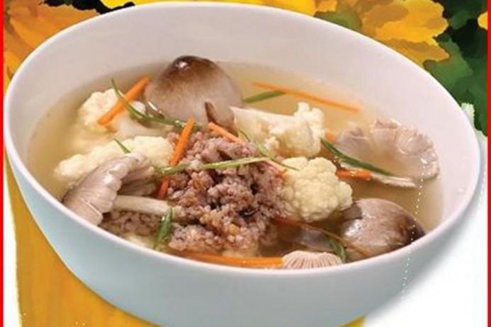 Canh nấm rơm nấu thịt băm