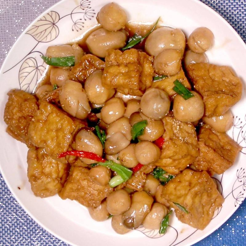 Nấm rơm kho đậu hũ