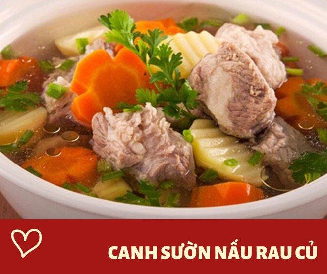 Canh sườn non hầm rau củ