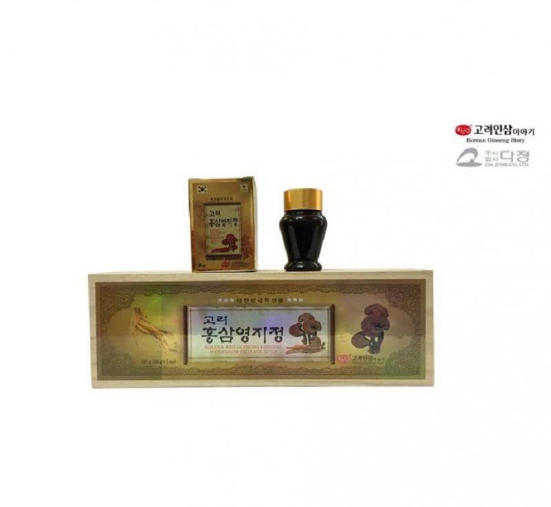 Cao Hồng Sâm Linh Chi KGS Korean Red Ginseng Linh chi Mushroom Extract Gold Hộp Gỗ 150g (30g x 5 lọ)