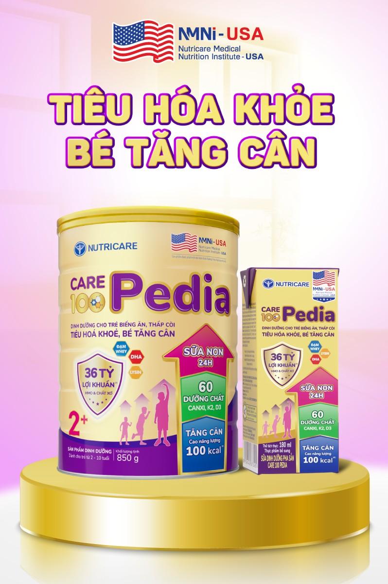Care 100 Pedia – Giải pháp dinh dưỡng cho trẻ suy dinh dưỡng thấp còi, biếng ăn, giúp cải thiện hệ tiêu hóa, bé tăng cân khỏe mạnh