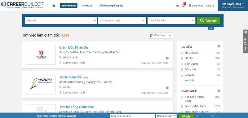 Cổng thông tin tìm kiếm  việc làm Careerbuilder