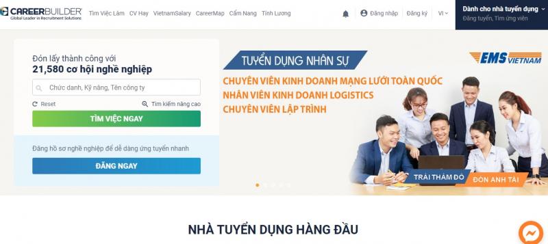 Giao diện web Careerbuilder