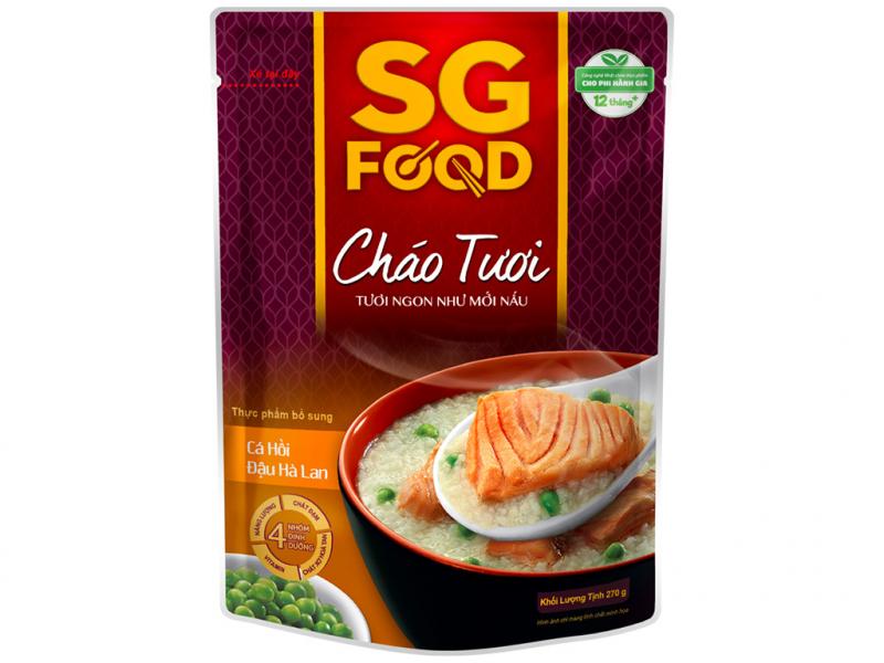 Cháo tươi SG Food cá hồi đậu Hà Lan gói 270g