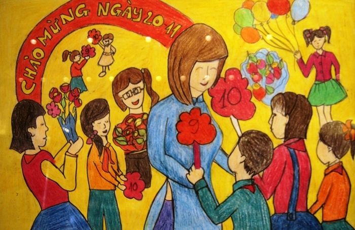 Các Chi đội thi đua chào mừng ngày Nhà giáo Việt Nam 20112021Tác phẩm  đạt giải Nhất tranh vẽ 