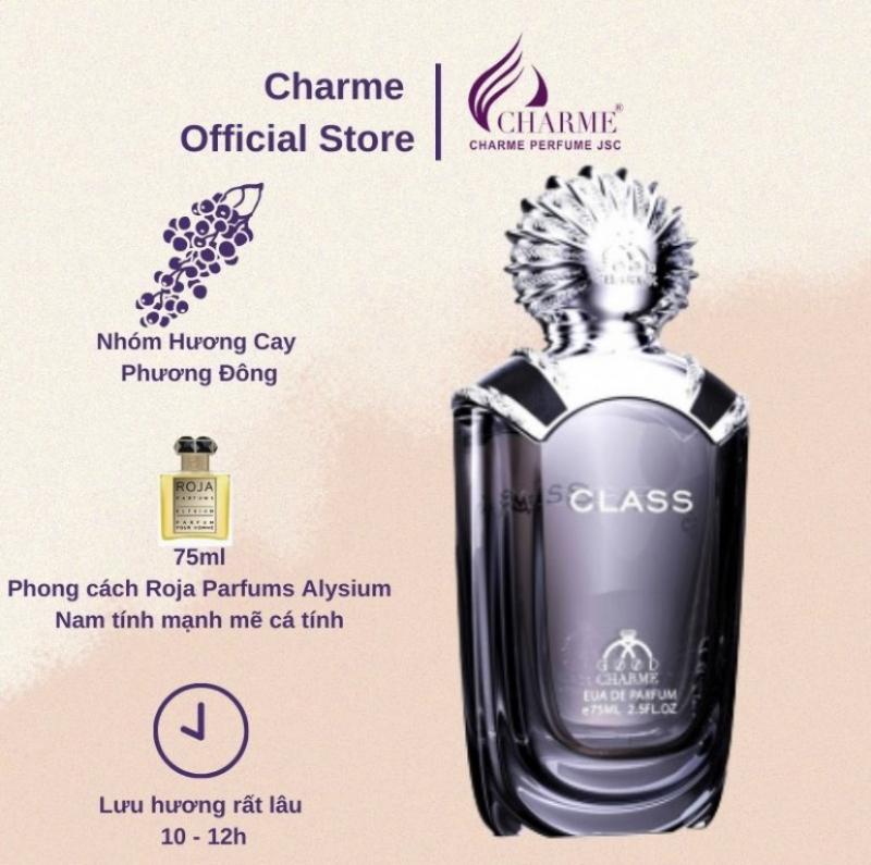 Chai nước hoa Charme Class được chăm chút tỉ mỉ với thiết kế bên ngoài như một bậc đế vương nam tính