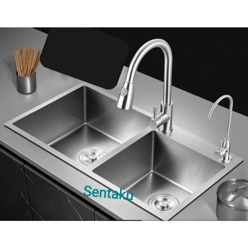 Chậu rửa bát cao cấp INox sus 304 nguyên chất SCR8245 - Sentaku