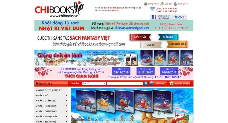 Giao diện website của Chibooks