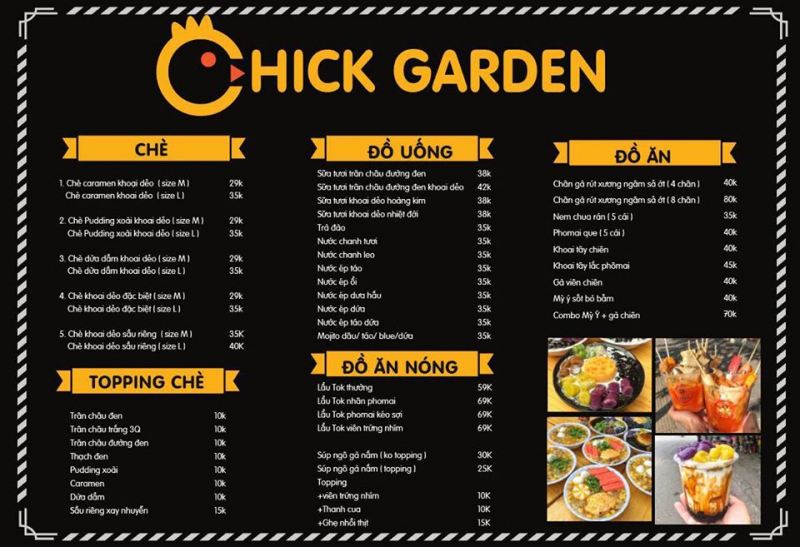 Menu đầy đủ của quán