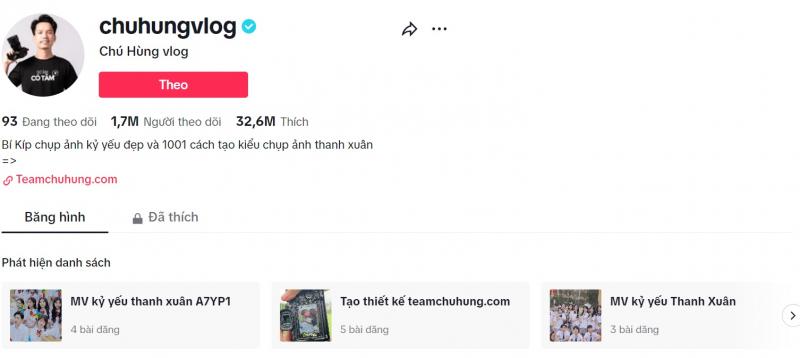 Kênh TikTok Chú Hùng vlog