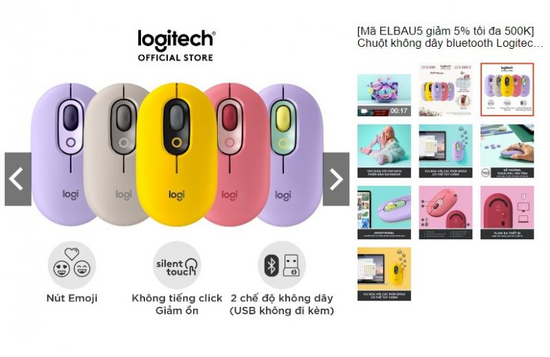 Chuột không dây bluetooth Logitech POP Mouse