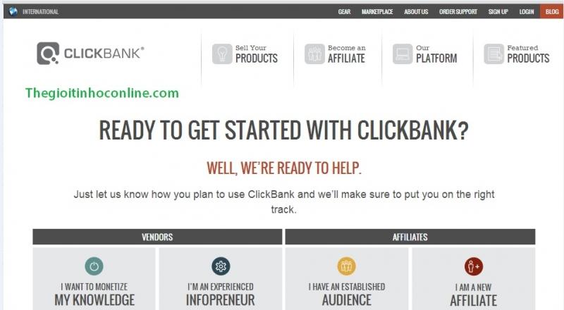 Trang website kiếm tiền trực tuyến clickbank.com