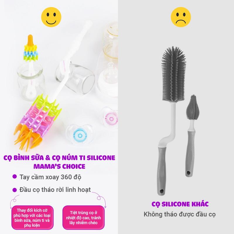 Cọ rửa núm ti Mama’s Choice, chất liệu silicone cao cấp, vệ sinh sạch sẽ và mềm mại không làm trầy xước núm ti