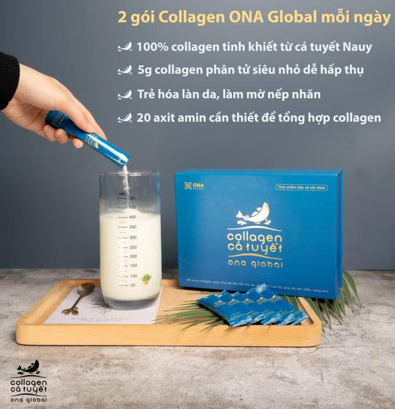 Collagen Ona Global 100% cá tuyết - hiệu quả gấp 7 lần collagen thông thường