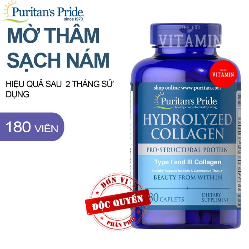 Collagen thủy phân trắng da, mờ nám Hydrolyzed 1000mg Puritan's Pride 180 viên