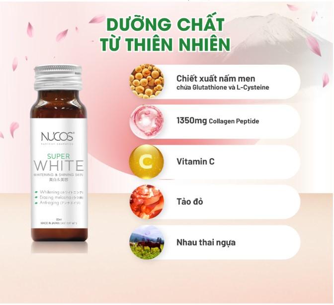 Collagen trắng da mờ thâm nám Nucos Super White