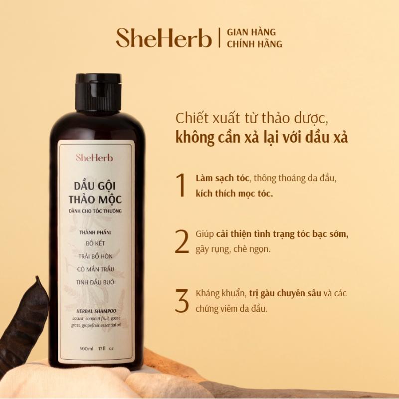 Combo bộ 2 sản phẩm xịt mọc tóc, dầu gội đầu thảo mộc thuần chay She Herb