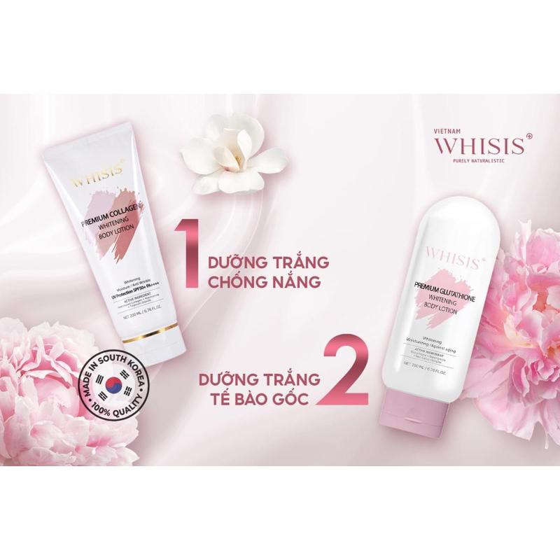 Combo dưỡng thể trắng da ngày và đêm Whisis Premium Whitening Body Lotion