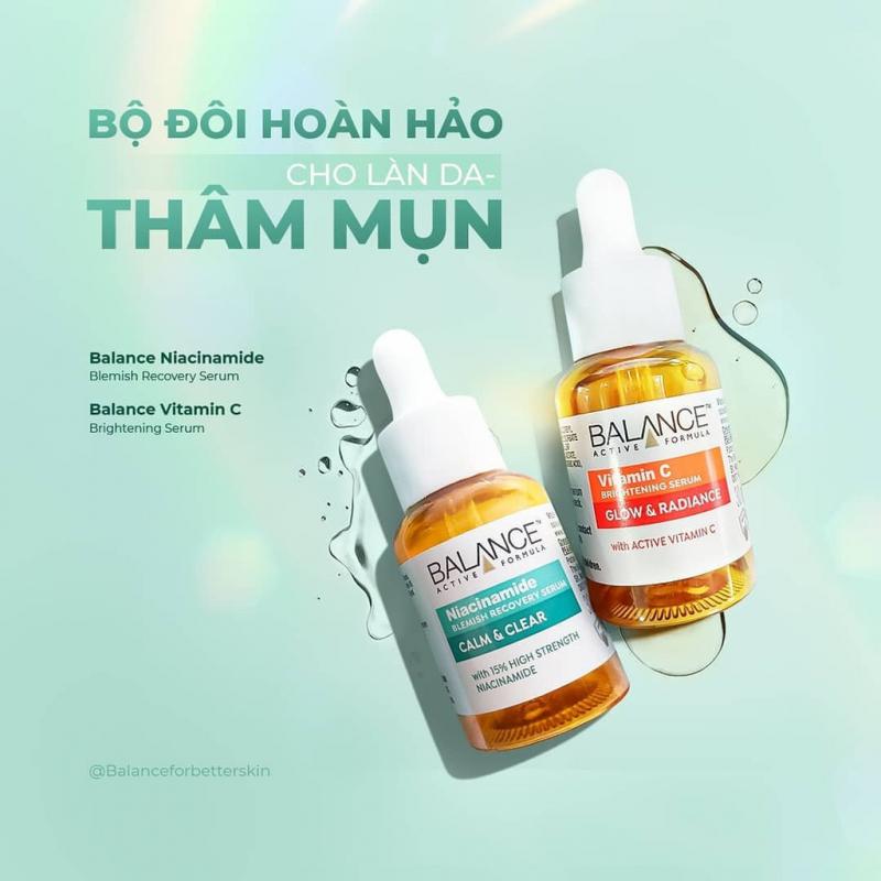 Combo serum ngừa mụn, giảm thâm và làm sáng da Balance Vitamin C và Niacinamide Serum