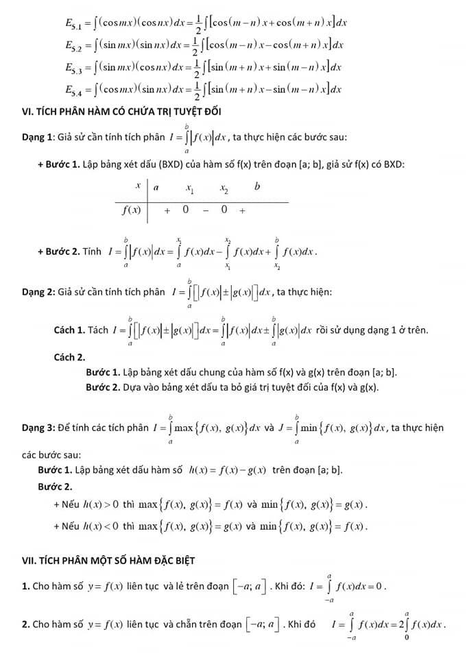 Công thức giải nhanh nguyên hàm - tích phân và ứng dụng - phần 11