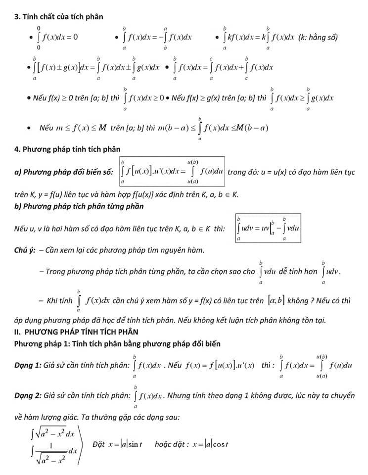 Công thức giải nhanh nguyên hàm - tích phân và ứng dụng - phần 2