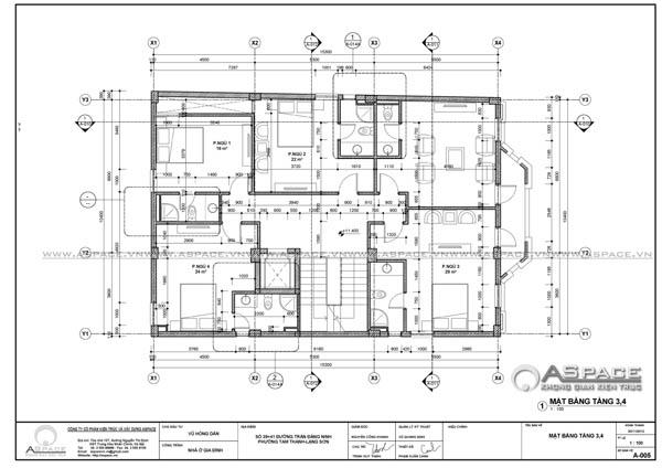 Bản thiết kế mặt bằng của Kiến trúc sư  Vũ Quang Định - Kiến trúc ASPACE