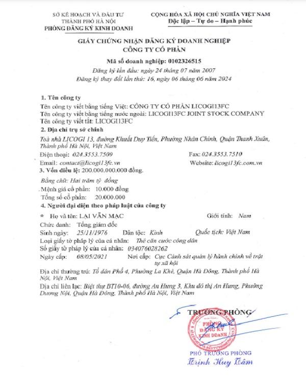 Công ty cổ phần LICOGI 13 (LIG)