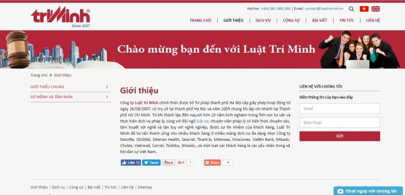 Website của Công ty luật Trí Minh