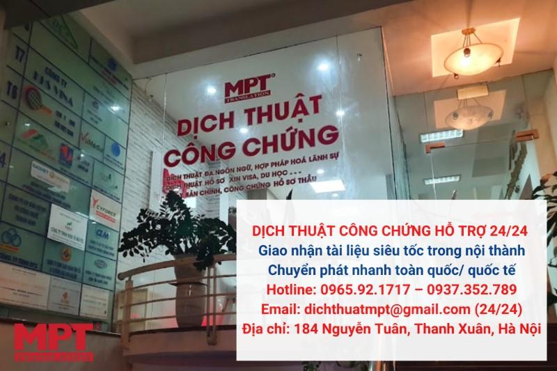 Công ty TNHH Dịch Thuật Đa Ngôn Ngữ MPT (Dịch Thuật Công Chứng MPT)