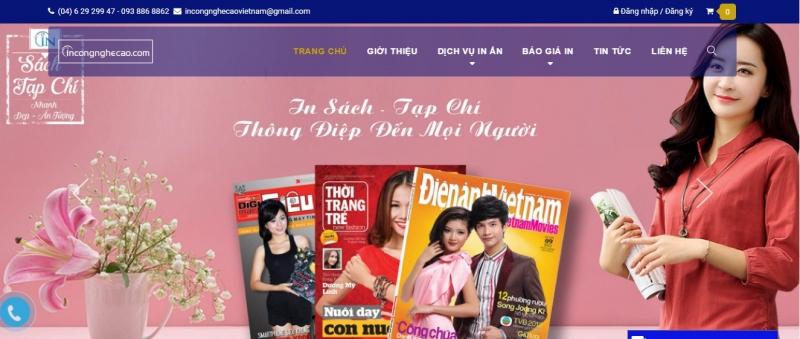 Website của Công ty TNHH In công nghệ cao Việt Nam