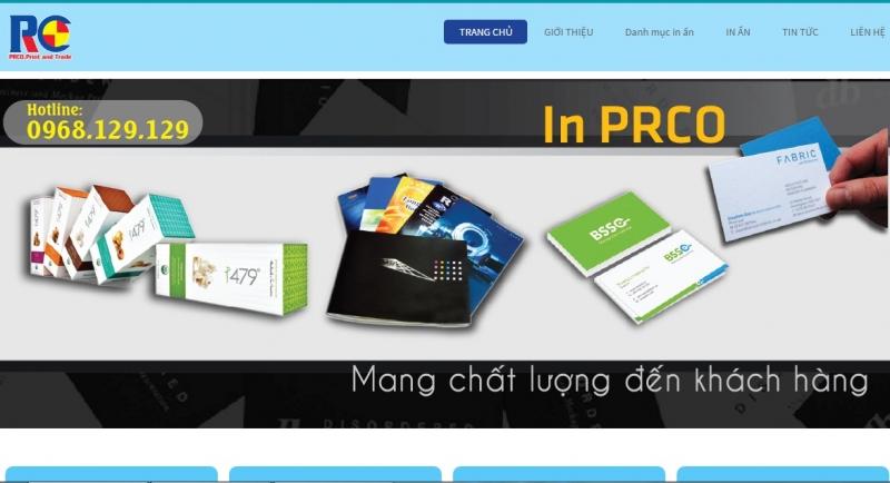 Website của Công ty TNHH in và TM PRCO