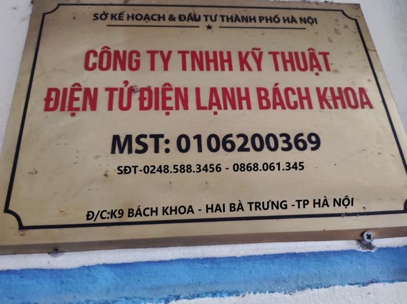 Công Ty TNHH Kỹ Thuật Điện Tử Điện Lạnh Bách Khoa