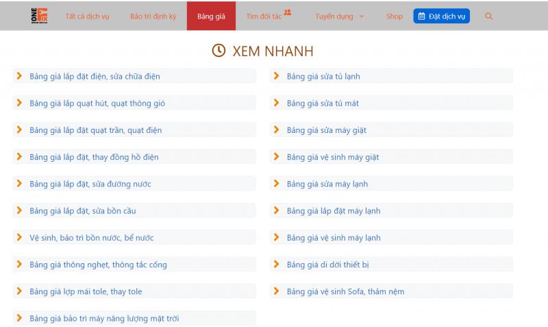 Một số những dịch vụ tiêu biểu tại 1fix