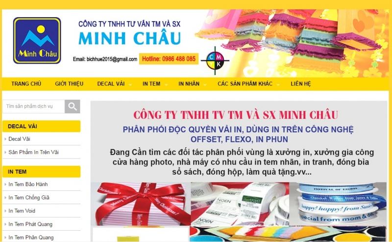 Website của Công Ty TNHH Tư Vấn Thương Mại Và Sản Xuất Minh Châu