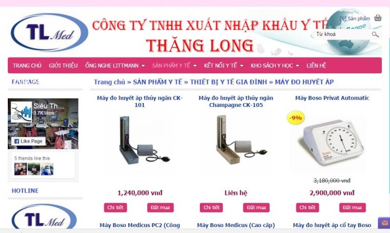 Website của Công Ty TNHH xuất nhập khẩu y tế Thăng Long