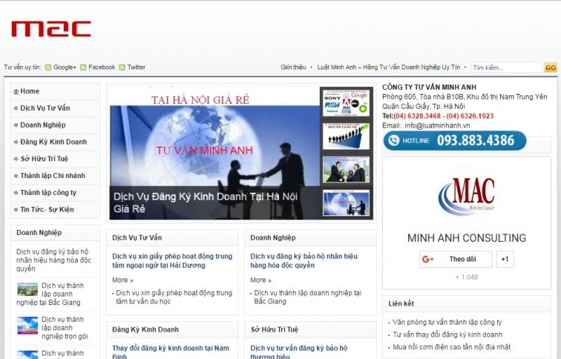 Website của Công ty tư vấn Minh Anh