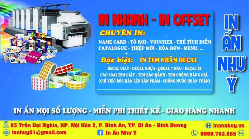 CTY TNHH In Ấn Và Quảng Cáo Như Ý