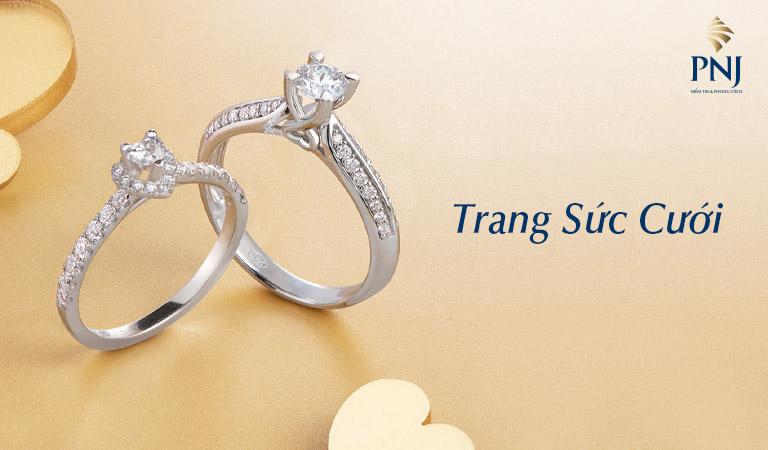 Cặp nhẫn cưới kim cương vàng 18k pnj vàng son 0011100353  pnjcomvn