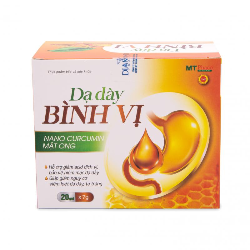 Dạ Dày Bình Vị MT Pharco Nano Curcumin, Mật Ong, chè dây giảm đau viêm loét dạ dày, trào ngược, nóng rát - 20 gói