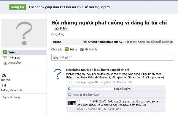 Ngay trên Facebook có lập cả một hội những người phát cuồng vì đăng kí tín chỉ