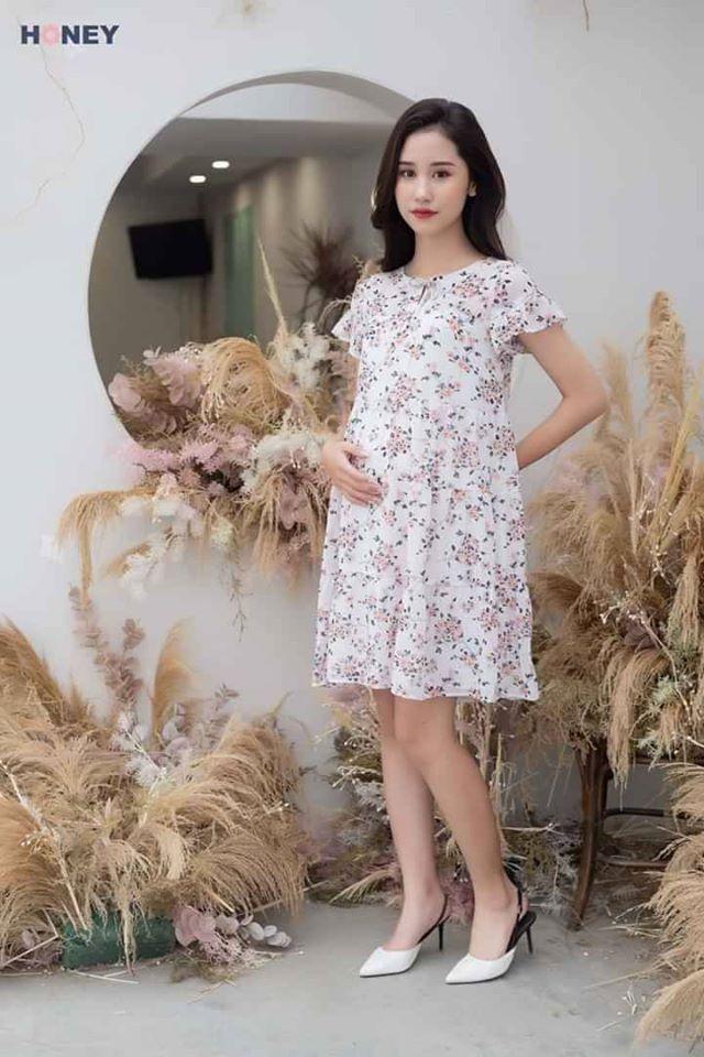Váy Bầu Hoa Nhí Cổ Tròn Tay Bồng Dáng Suông Đầm Bầu Mùa Hè Dáng Dài HD2822  Honey Mommy  Shopee Việt Nam