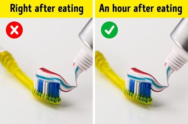 Đánh răng sau khi ăn