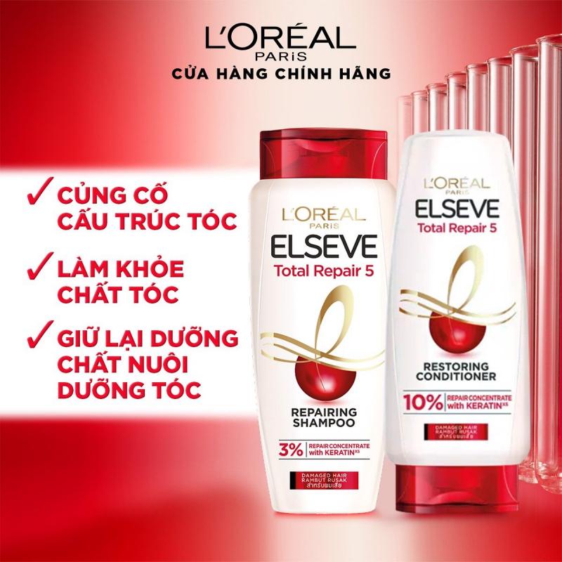 dau goi giup phuc hoi toc hu ton loreal paris elseve total repair 5 filler repairing shampoo 280 ml 620ml 804875